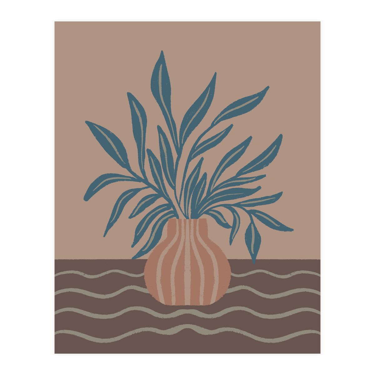 Modern Vase with Tropical Leaves (Print Only)