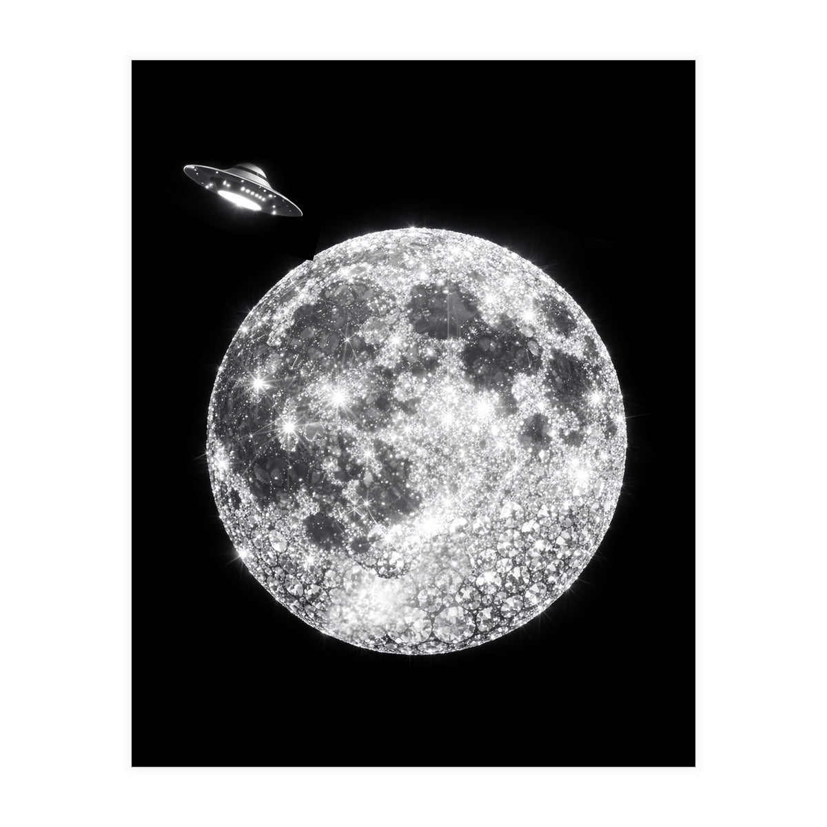 Diamond moon and UFO (Print Only)