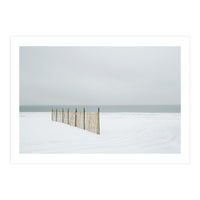 Wood fence in the winter snow beach (Print Only)