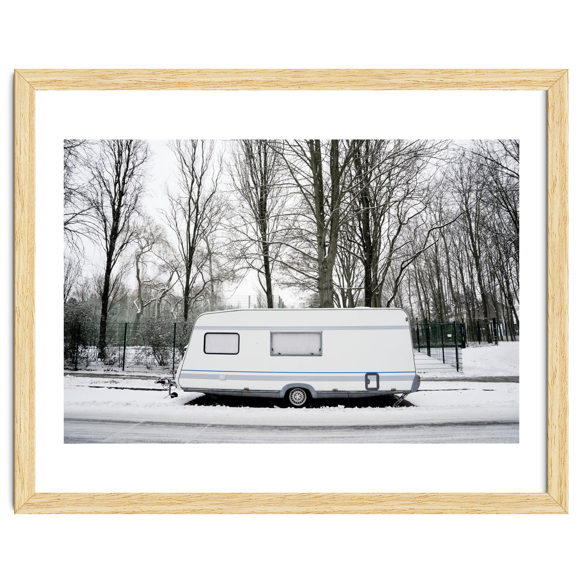 Travel Trailer in the snow road