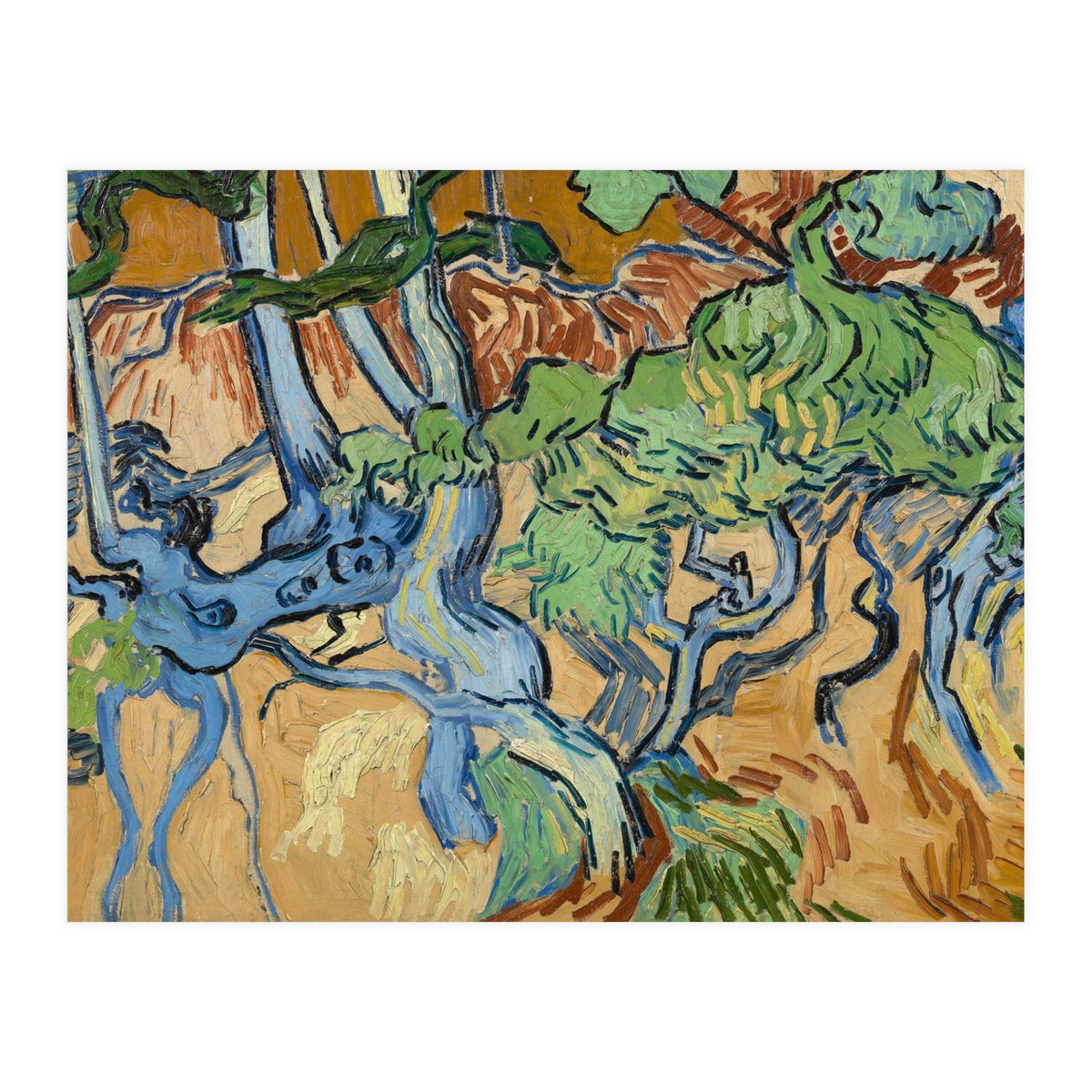 Tree Roots. Date: July 1890, Auvers-sur-Oise. Dimensions: 50.3 cm x 100.1 cm, 69.8 cm x 119.7 cm. (Print Only)