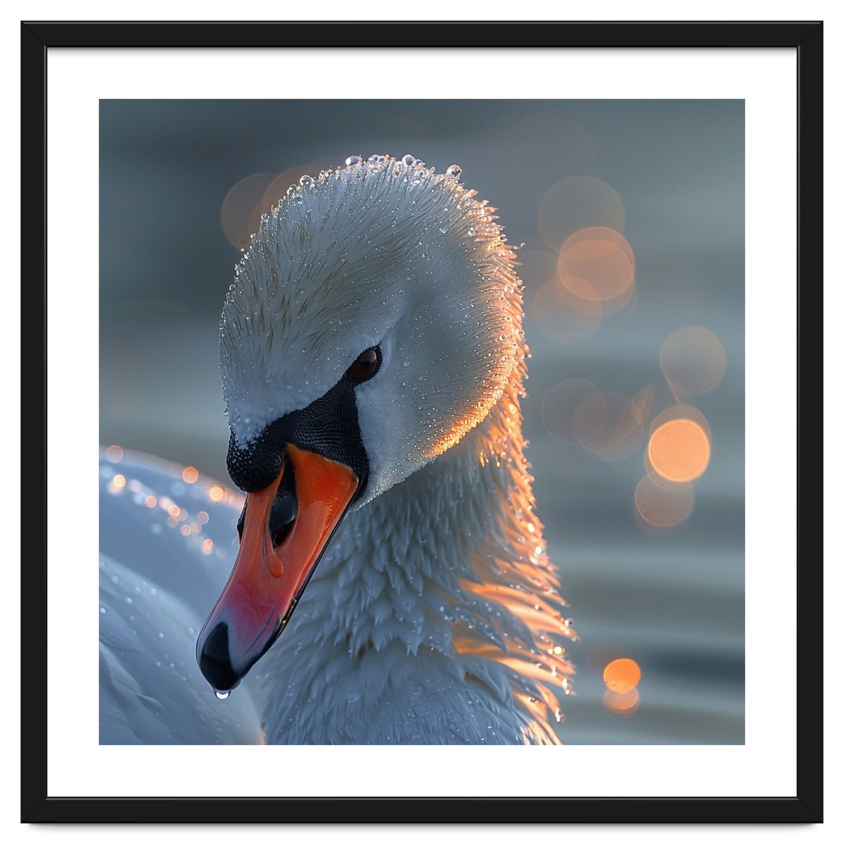 Close Up Of A Swan With Water Droplets