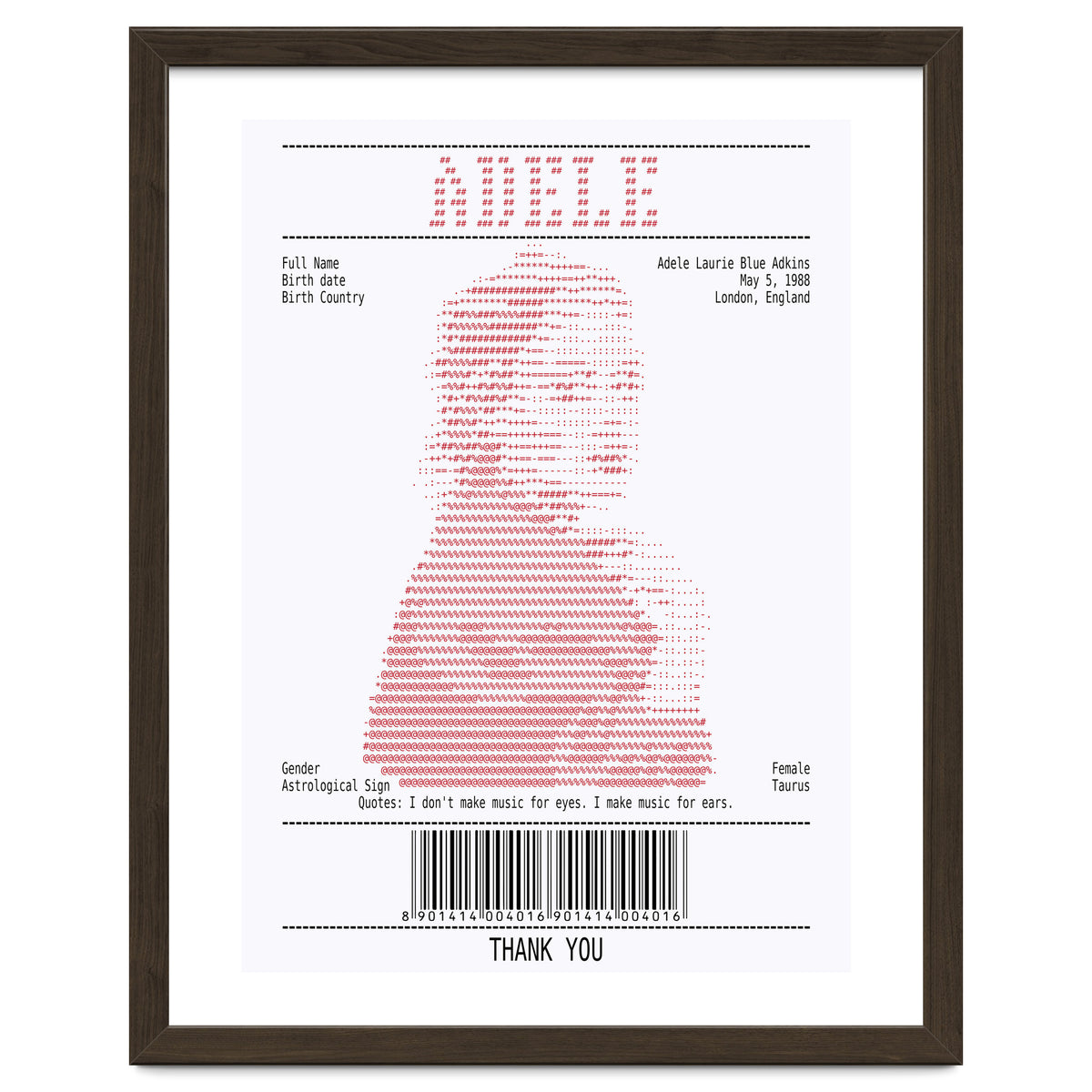 Receipt Art Adele Red