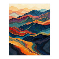 Abstract Mountain Landscape Art with Fluid Textures (Print Only)