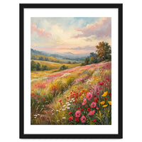 Serene Wildflower Meadow at Sunset Oil Painting