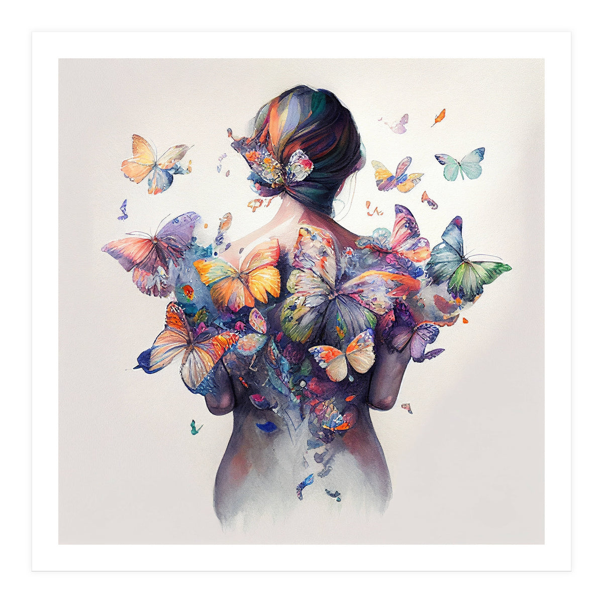 Watercolor Butterfly Embrace (Print Only)