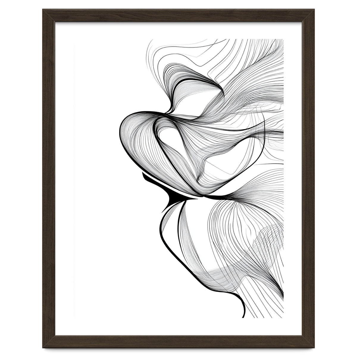 Abstract Black And White Swirls And Lines Flowing Art