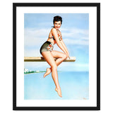 Smiling Sexy Pinup Girl Posing On A Board thumbnail