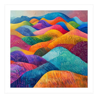 Vibrant Rainbow Rolling Hills Landscape (Print Only)