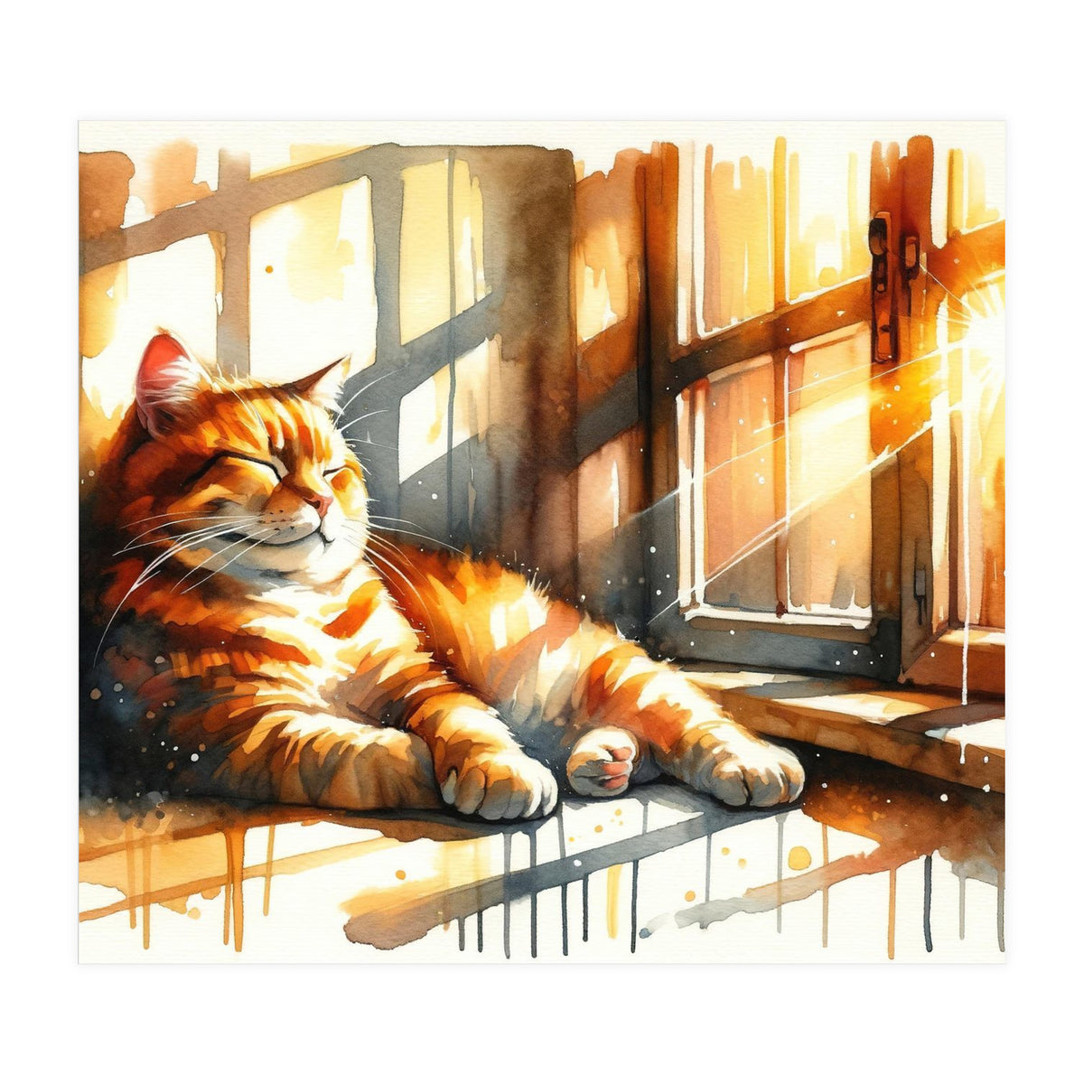 Cat Relaxing In Sunlight (Print Only)