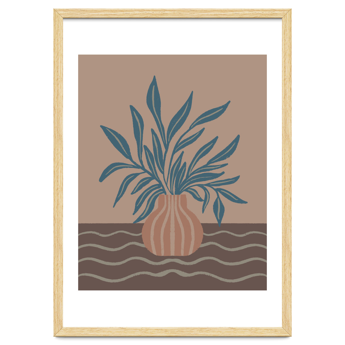 Modern Vase with Tropical Leaves