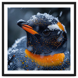 Close Up Penguin In Snow With Water Droplets thumbnail