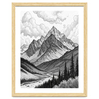 Majestic Alpine Mountain Range Sketch