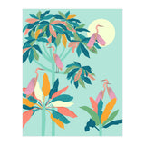 Drawn To The Moon, Stork Heron Flamingo Birds, Tropical Pastel Wildlife Forest Nature, Animals Jungle Bohemian Eclectic Fly (Print Only) thumbnail