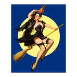 Pinup Sexy Witch Posing On A Broom (Print Only) thumbnail