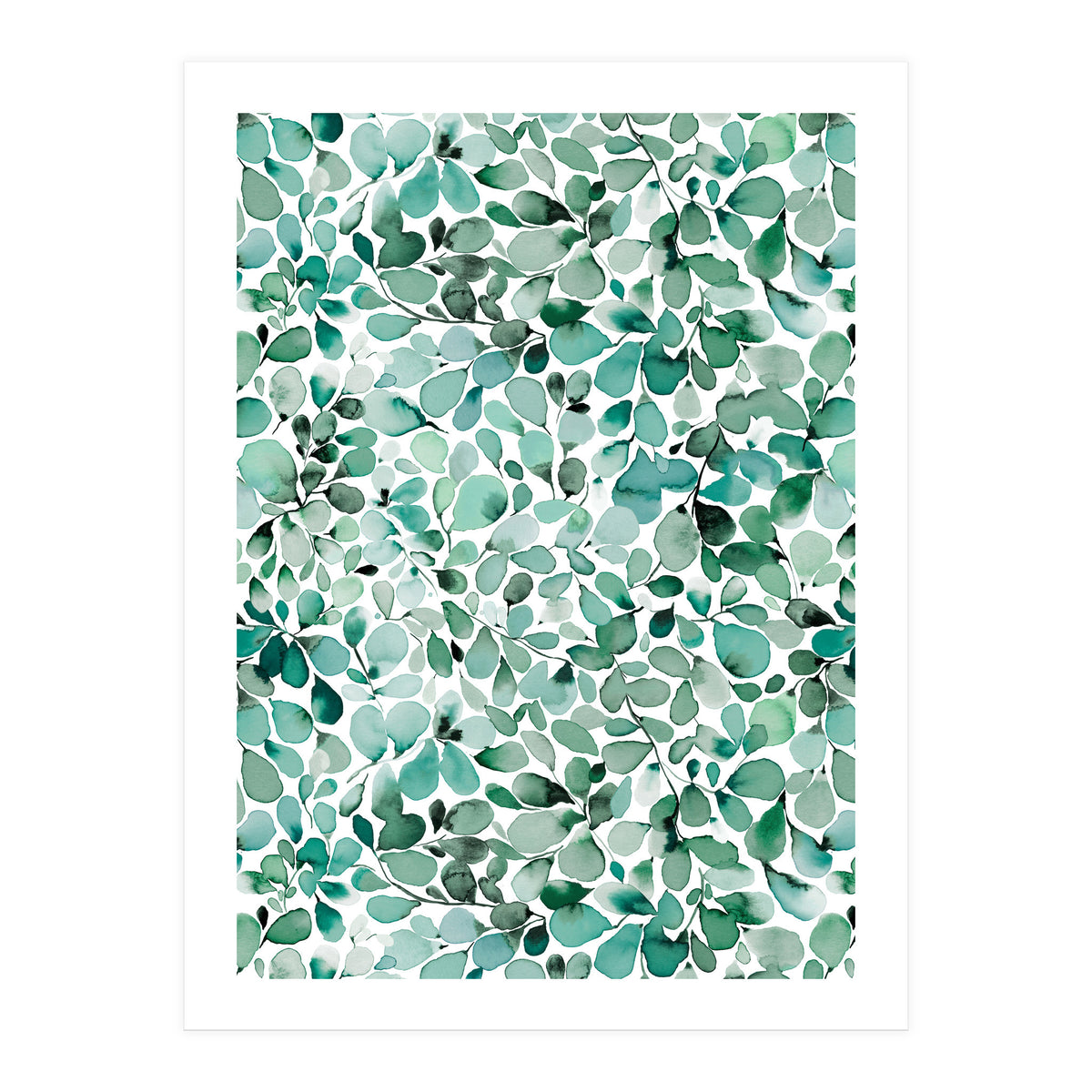 Leaffy Eucalyptus Botanical Leaves Green (Print Only)