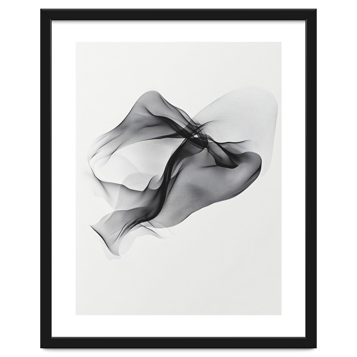 Abstract Black Flowing Fabric Wave