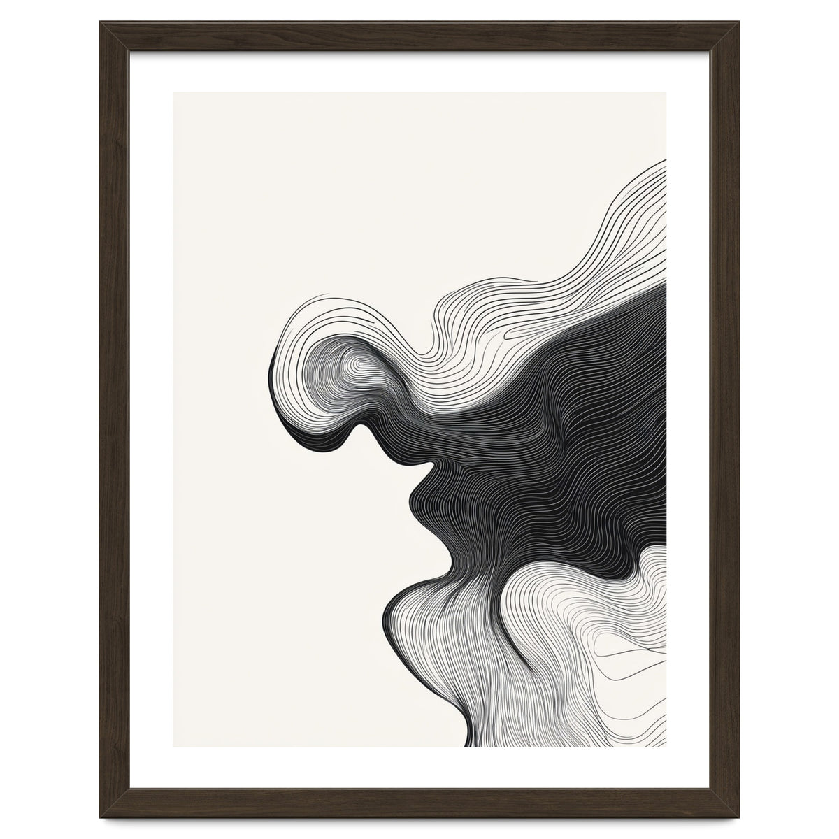 Abstract Black And White Wavy Lines Flowing Organic Shape