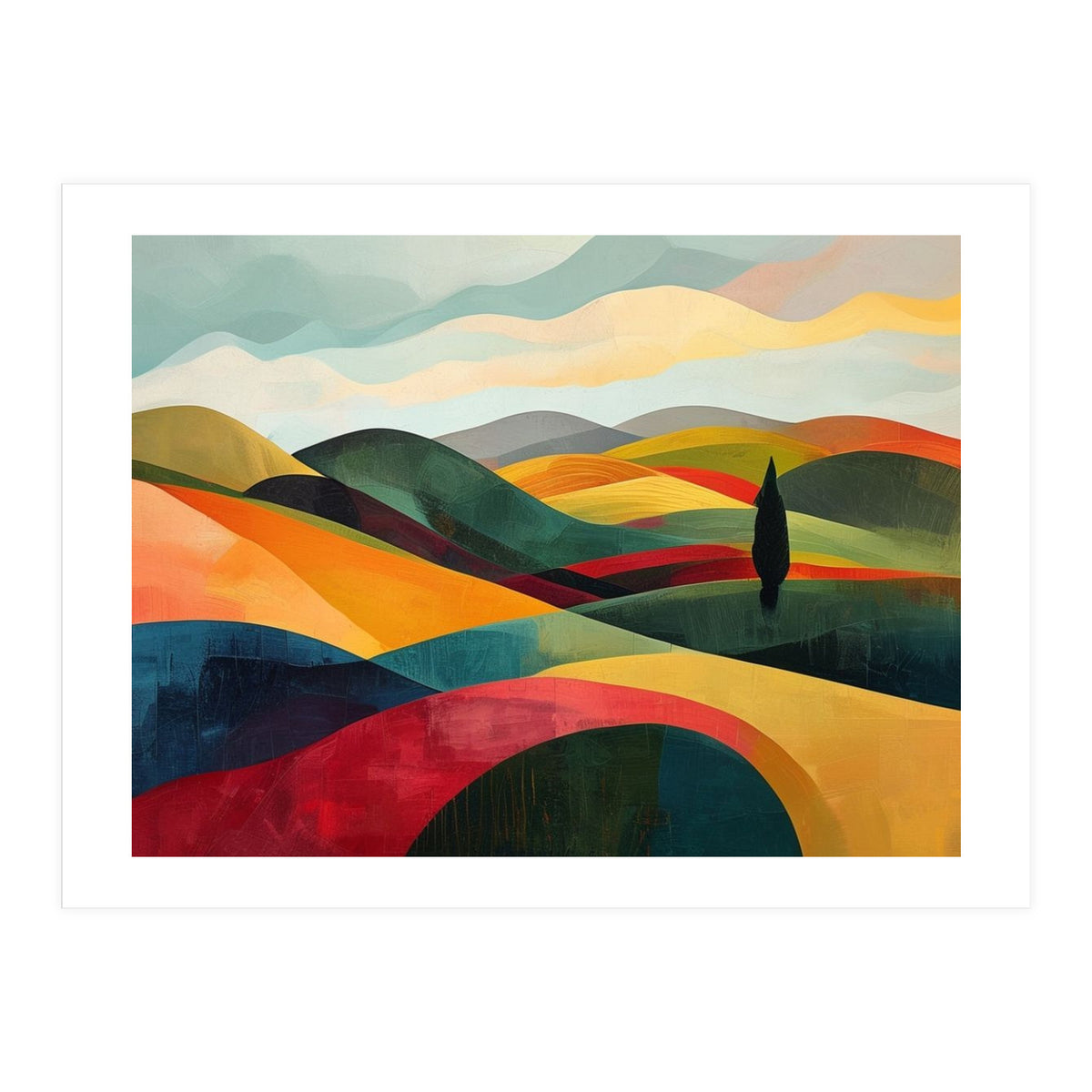 Abstract Tuscan Hills Landscape Painting (Print Only)