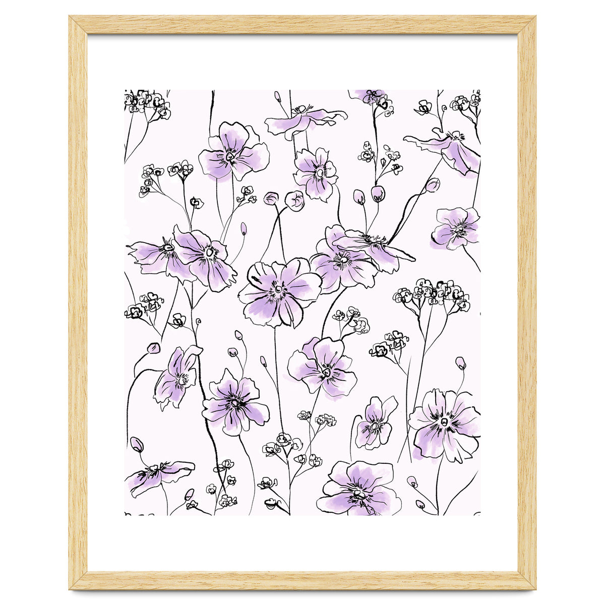 Wild Roses Floral Pattern - Purple