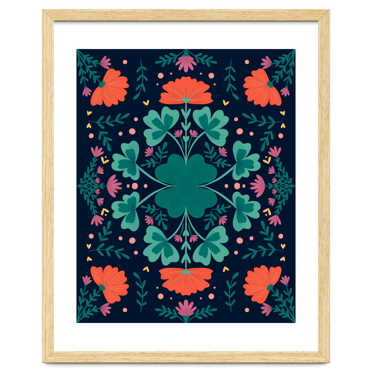 Clovers And Flowers Teal and Orange