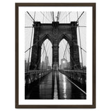 Brooklyn Bridge Black and White, Moody NYC Architecture, Rainy Urban Photography thumbnail
