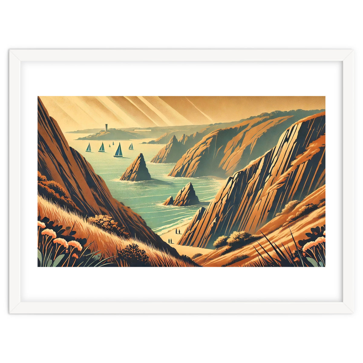 Vintage Cliffside Serenity Poster