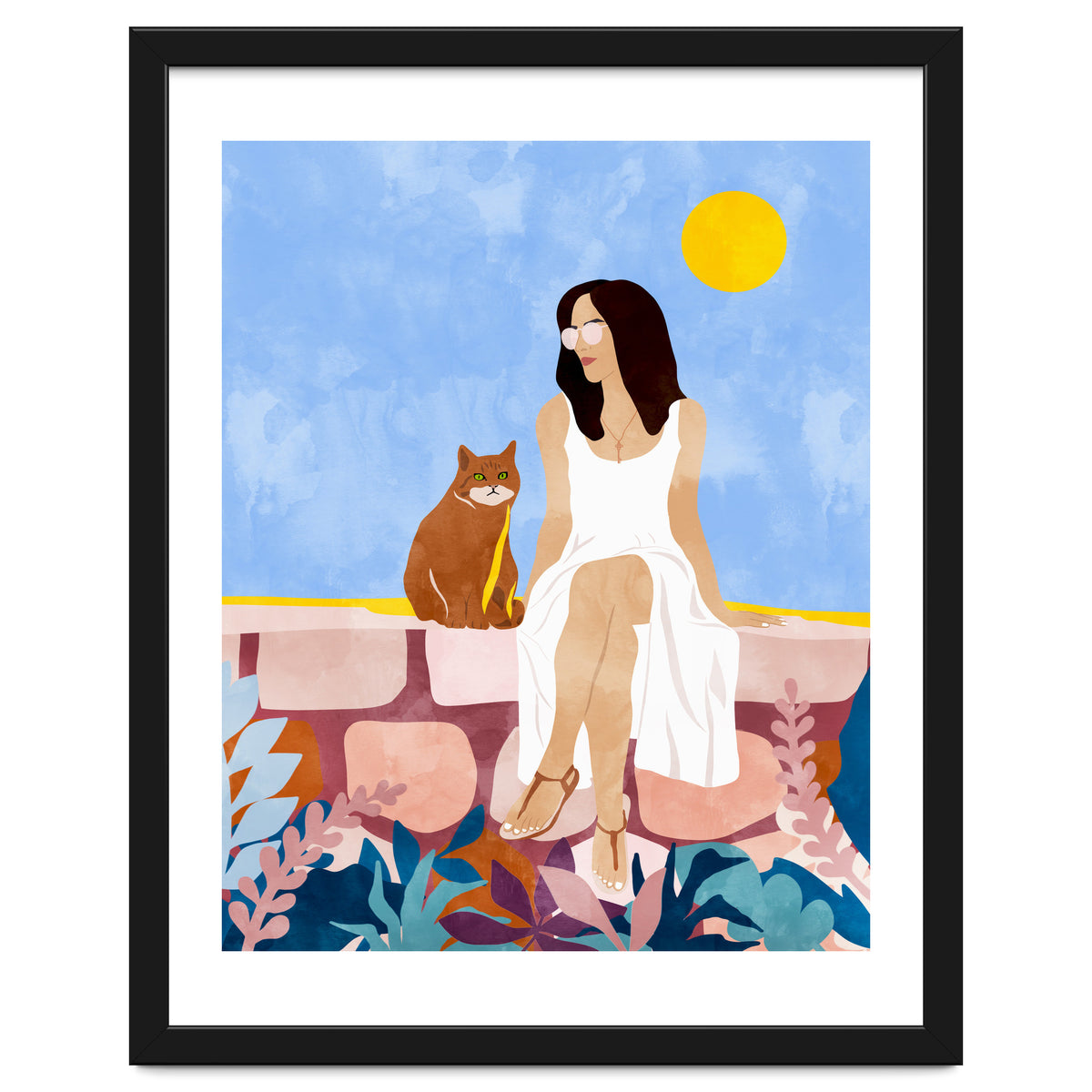 Butterscotch, Cats Pets Cat Mom Watercolor Painting, Pet Parent Animals Quirky Bohemian