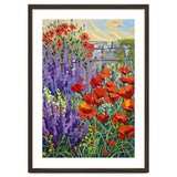 Vibrant Summer Poppy and Lavender Garden Oil Painting thumbnail