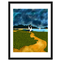 Great Egrets On Honeymoon Island, Heron Wildlife Painting Nature Landscape, Travel Dark Scenic Birds Love Animals Lake Bohemian