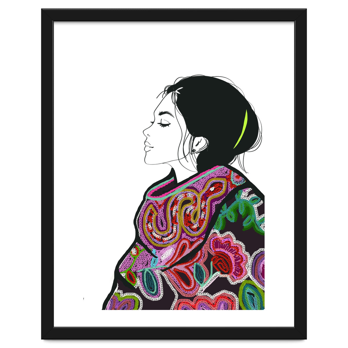 Embroidery Realistic Digital Embroidery Fashion Illustration Art Print Viddy Pop Studio Mood Room