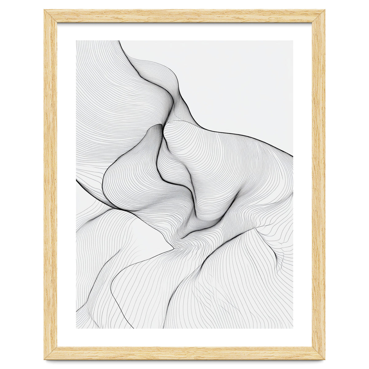 Abstract Black And White Flowing Lines Organic Form