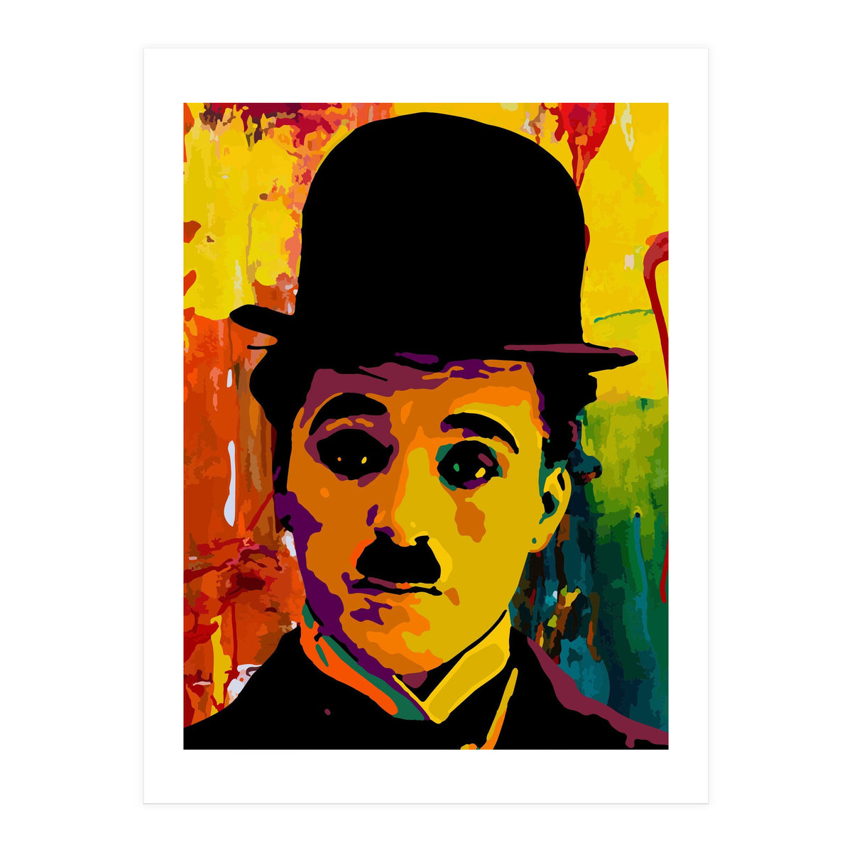 Charlie Chaplin Colorful Abstract Art (Print Only)