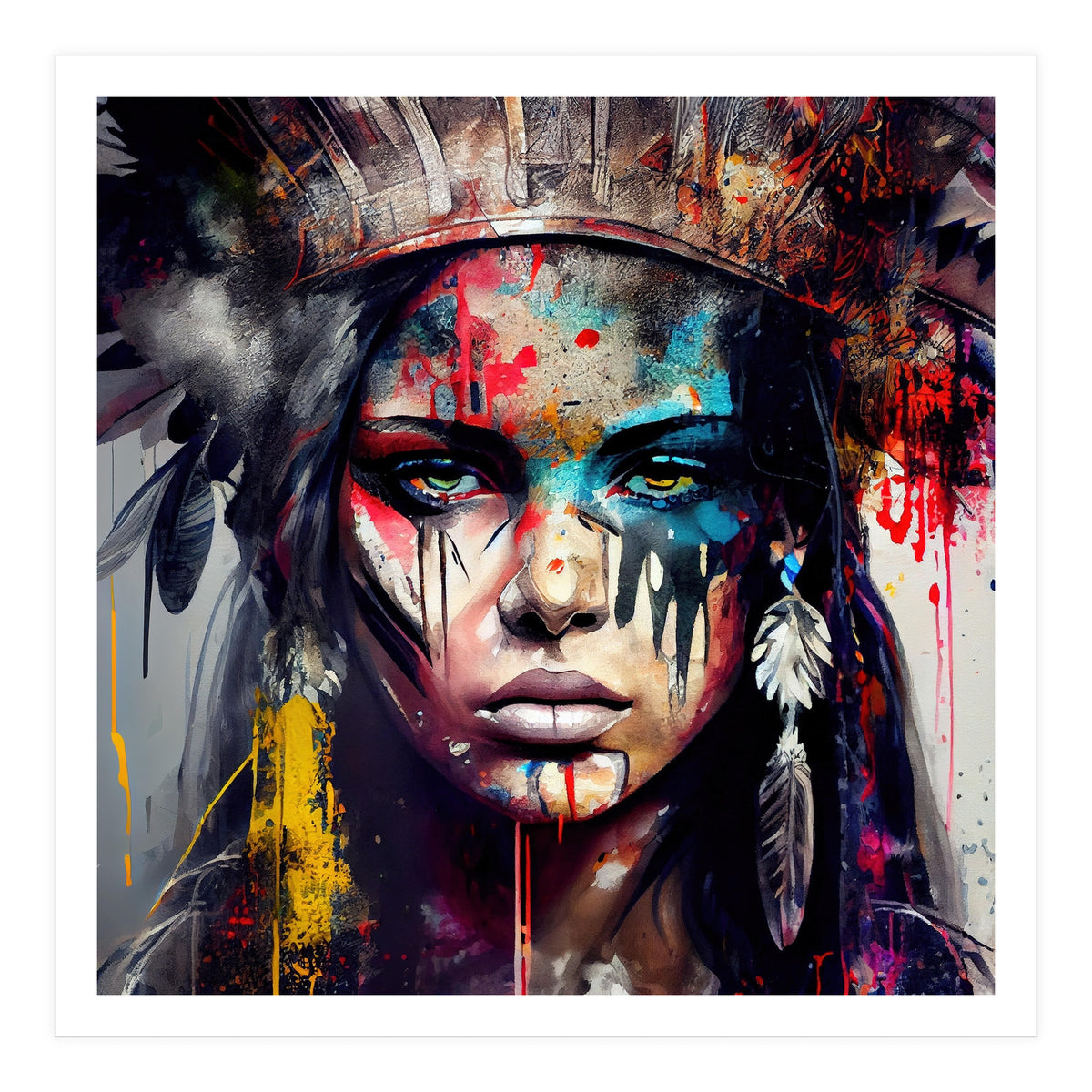 Powerful American Native Warrior Woman #5 (Print Only)