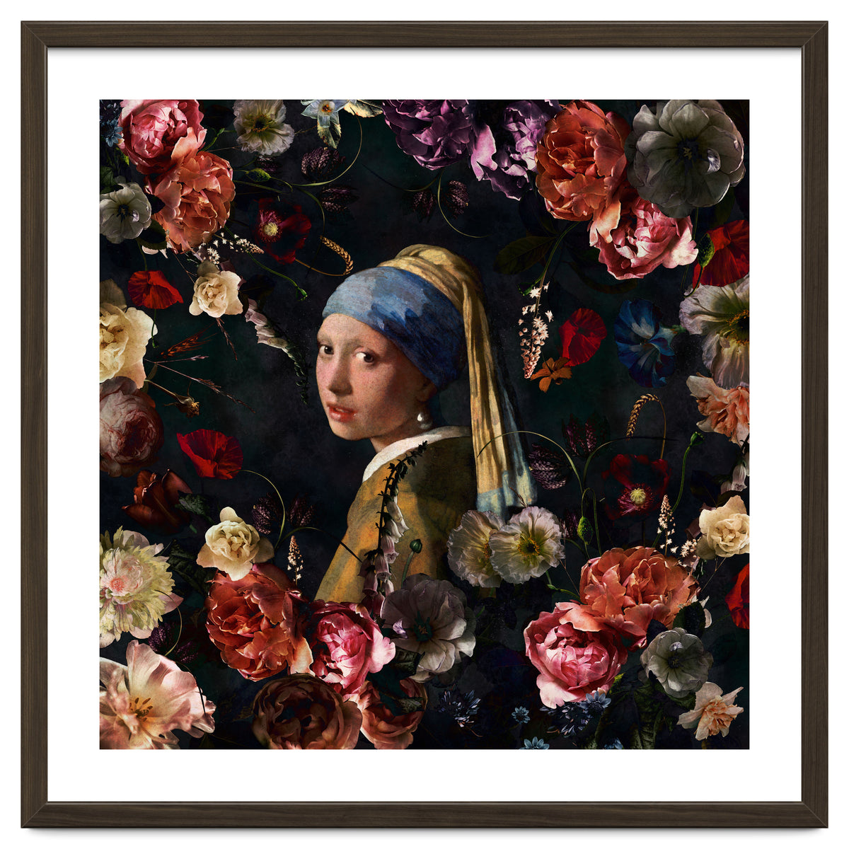 Girl With Pearl Earring And Flowers