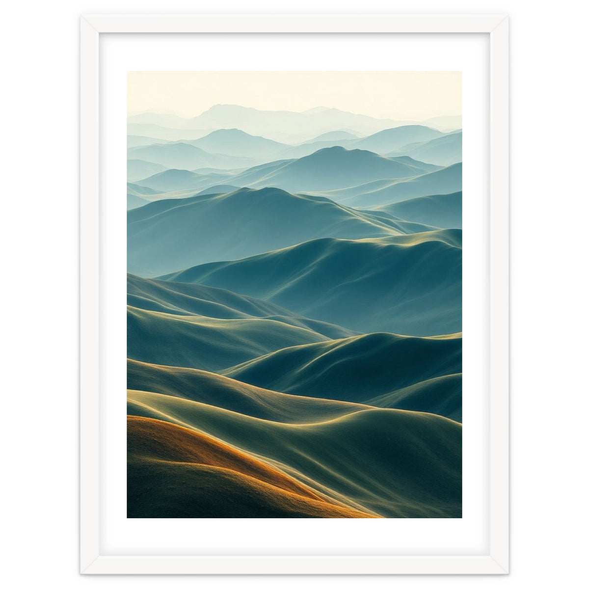 Minimalist Misty Mountain Landscape Wall Art