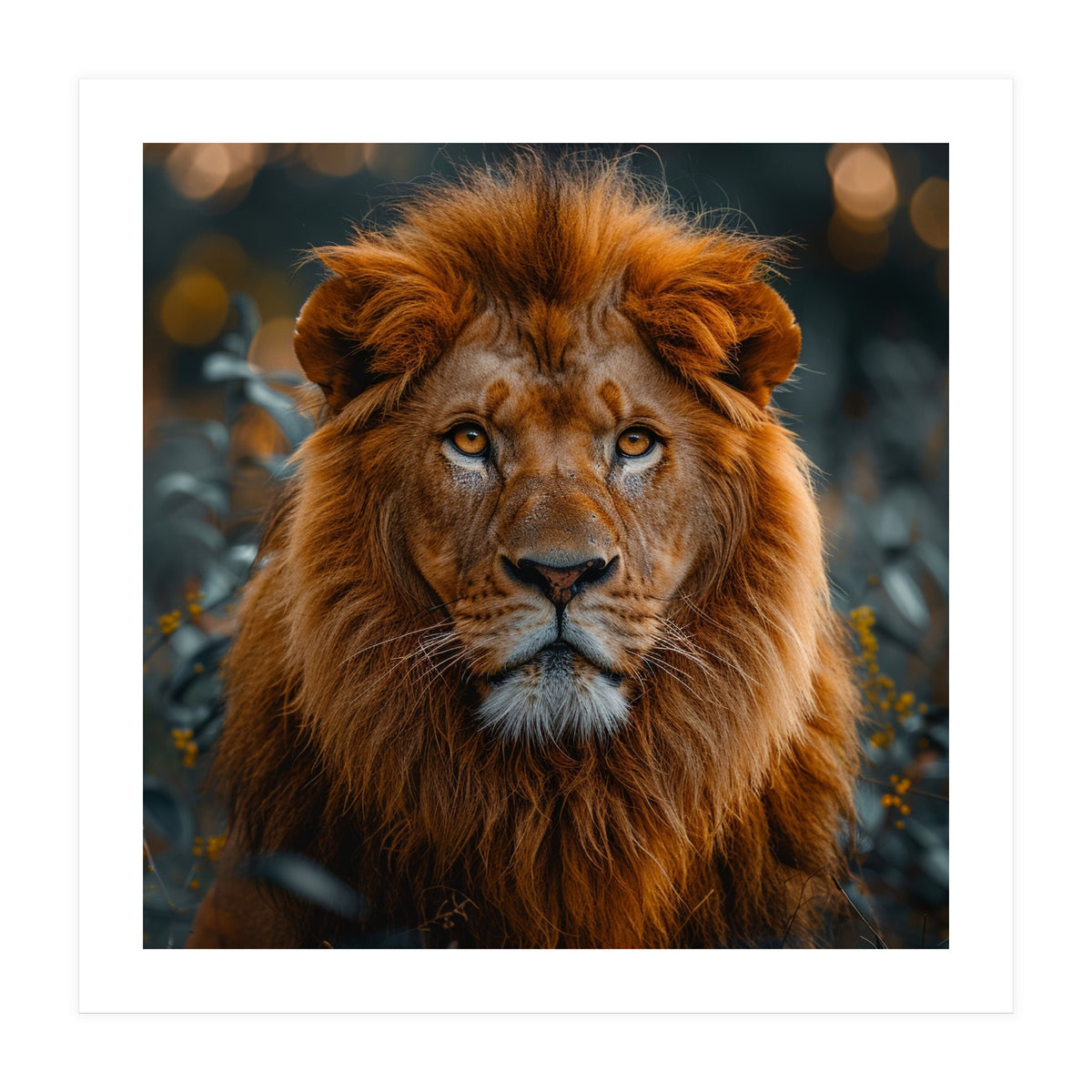 Majestic Lion Portrait Intense Gaze Wildlife (Print Only)