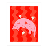 Pink Cat Wavy Background (Print Only) thumbnail