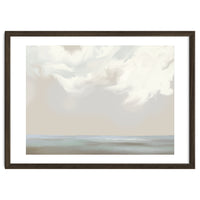 Abstract muted sea and clouds oil painting
