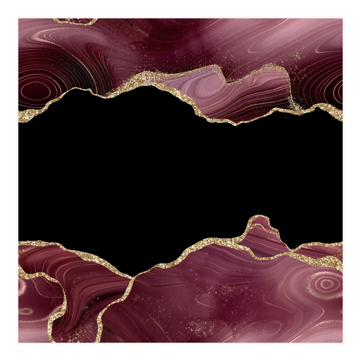Burgundy & Gold Glitter Agate Texture 04 (Print Only)