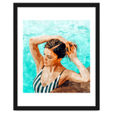 Simulacrum | Modern Bohemian Woman Swim | Summer Swimming Pool Fashion Watercolor Painting thumbnail