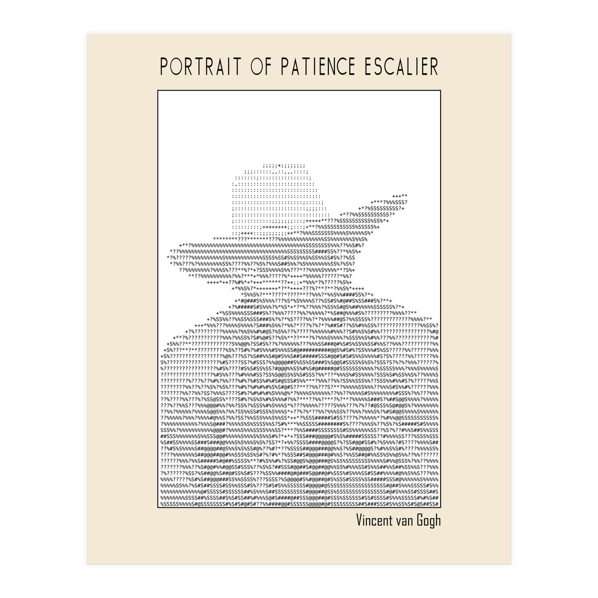 Portrait Of Patience Escalier Vincent Van Gogh Ascii Art (Print Only)