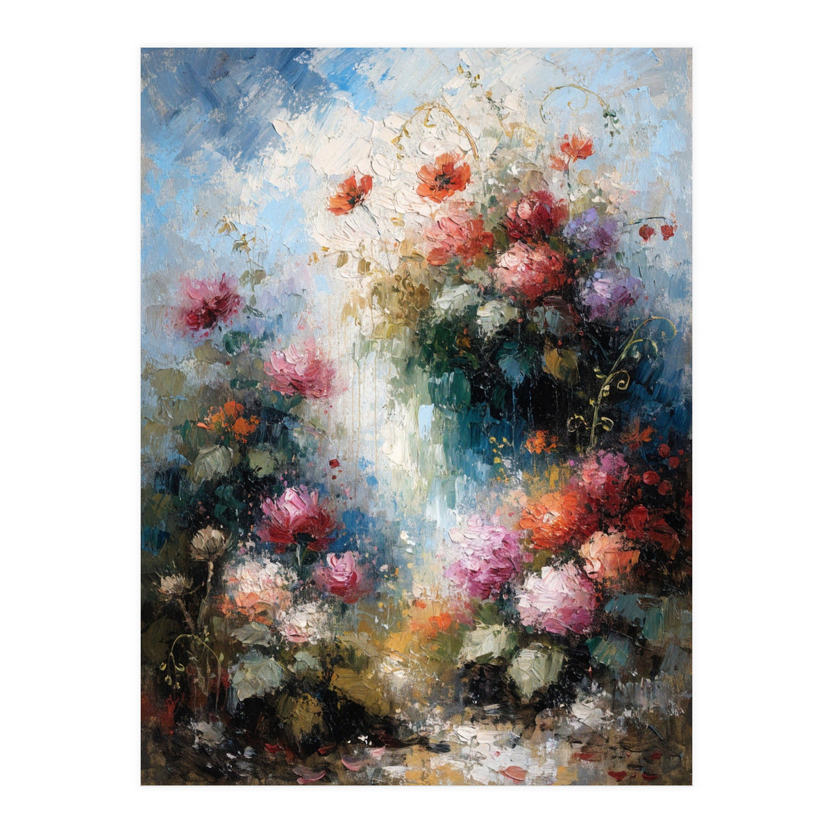 Ethereal Summer Garden Oil Painting (Print Only)
