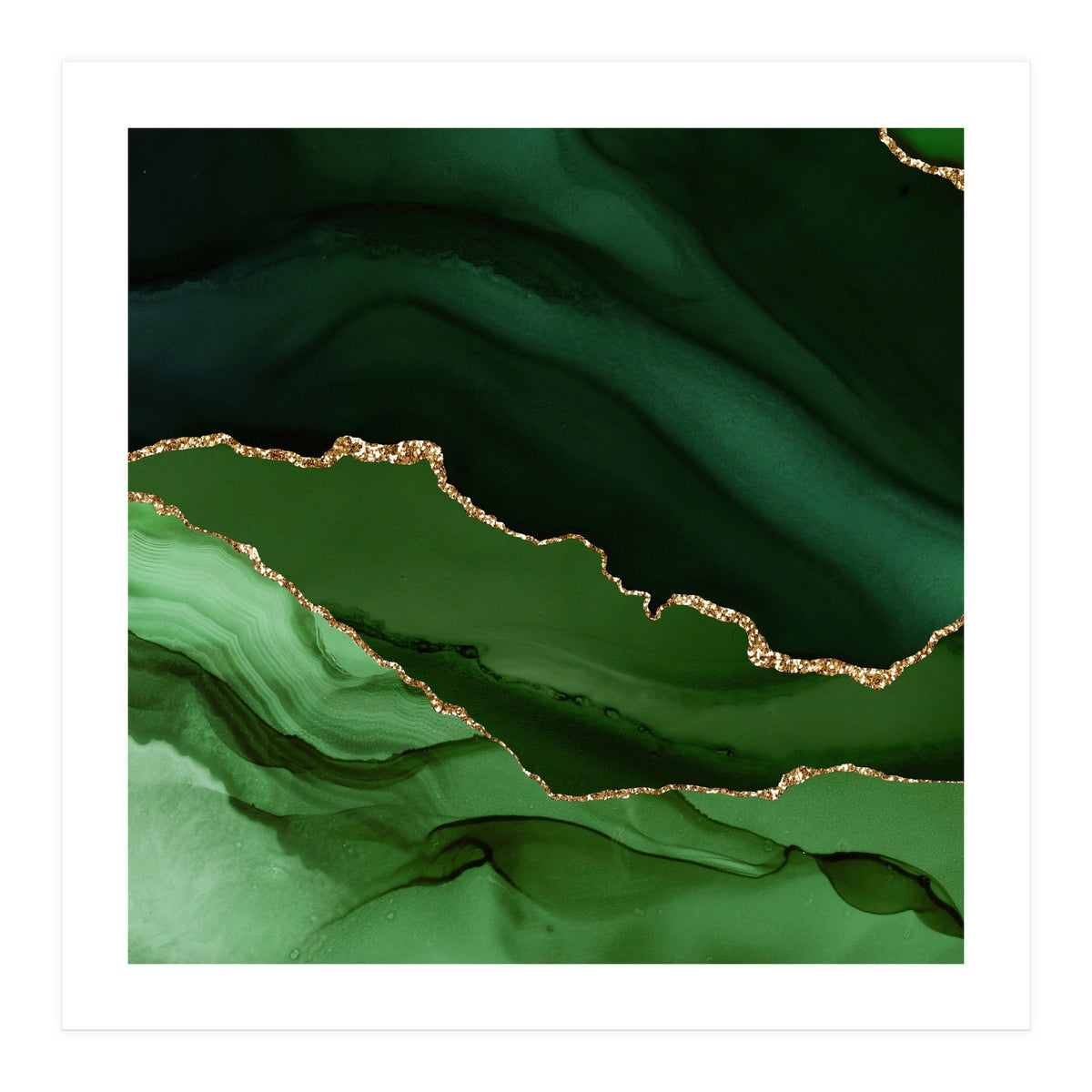 Green & Gold Agate Texture 12  (Print Only)