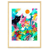 The Black Panther, Tropical Jungle Watercolor Painting, Botanical Forest Colorful Bohemian Illustration, Tiger Leopard Cheetah Animals thumbnail