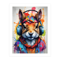 Squirrel In Headphones (Print Only)