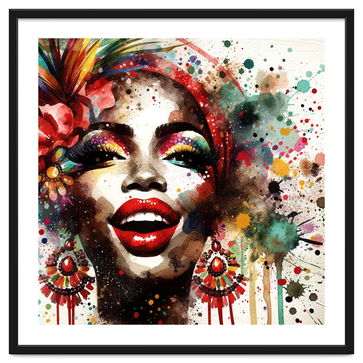 Brazilian Carnival Watercolor Portrait