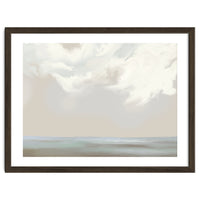 Abstract muted sea and clouds oil painting