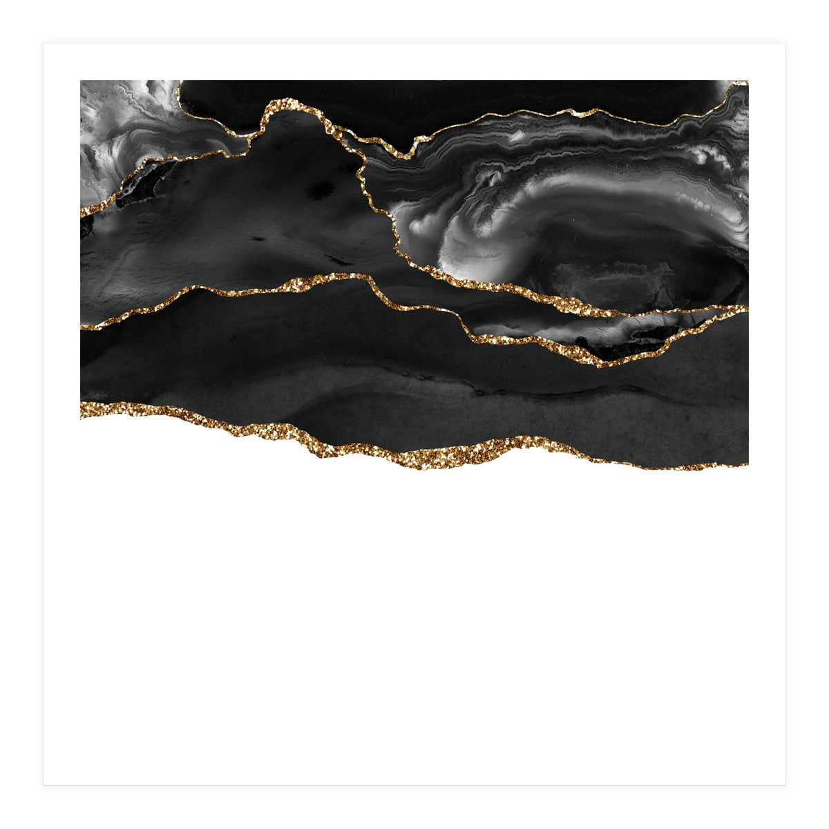 Black & Gold Agate Texture 05  (Print Only)