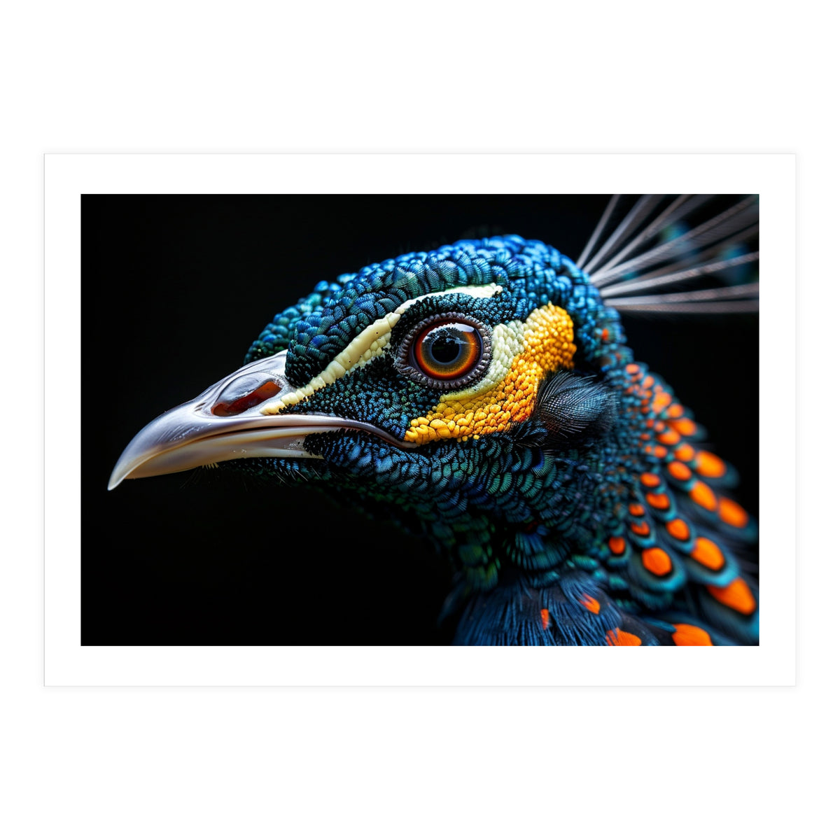 Close Up Of A Peacock Bird Head Eye (Print Only)